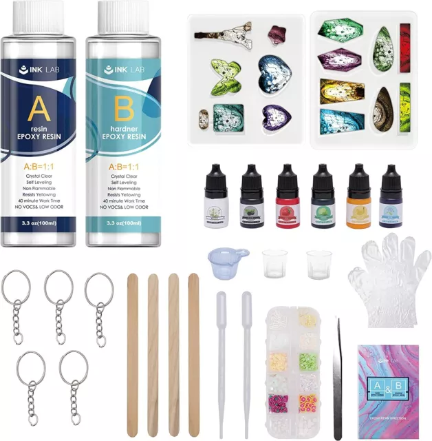Resin Kit for Beginners with Molds Epoxy Resin Starter Kit with Pigment 