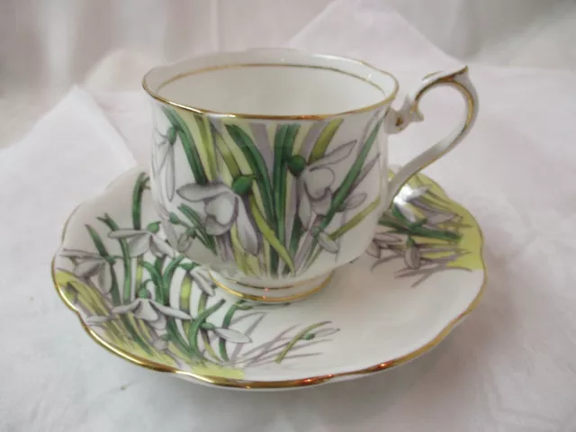 Vintage England Royal Albert bone china Cup & Saucer Snowdrop Flower of Month