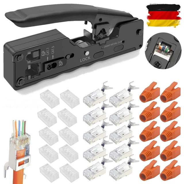 CRIMPZANGE PRESSZANGE 10 Cat7 Stecker für RJ45 Netzwerk Werkzeug Lan Kabel Zange EUR 18,99