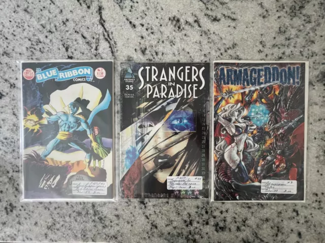 3 Comics Armageddon # 3 + Strangers In Paradise 35 + Blue Ribbon 2 VF-NM 17 J841