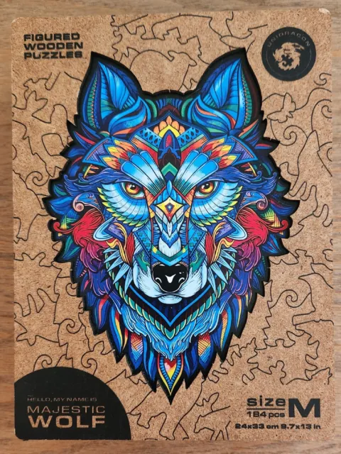 Unidragon Majestic Wolf Medium 184 Pieces Figured Wooden Puzzle Art Adult