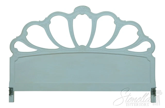 33268EC: King Size French Style Shabby Chic Painted White Bed Headboard