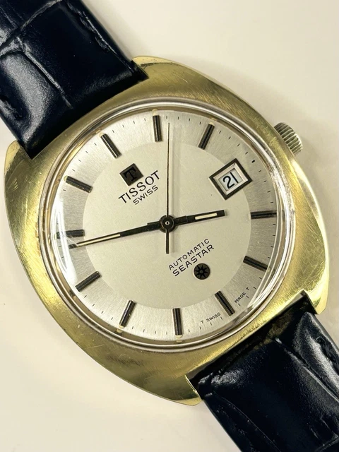 Montre Tissot Automatique Vintage Plaqué Or - Cadran Argenté - Années 60 - 34 Mm - Homme