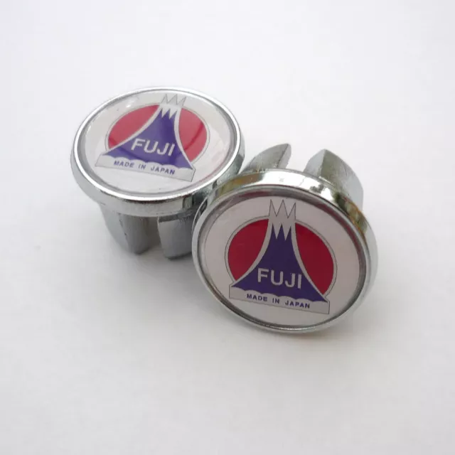 Vintage Style, FUJI, Made in Japan, Chrome Racing Bar Plugs, Caps, Repro