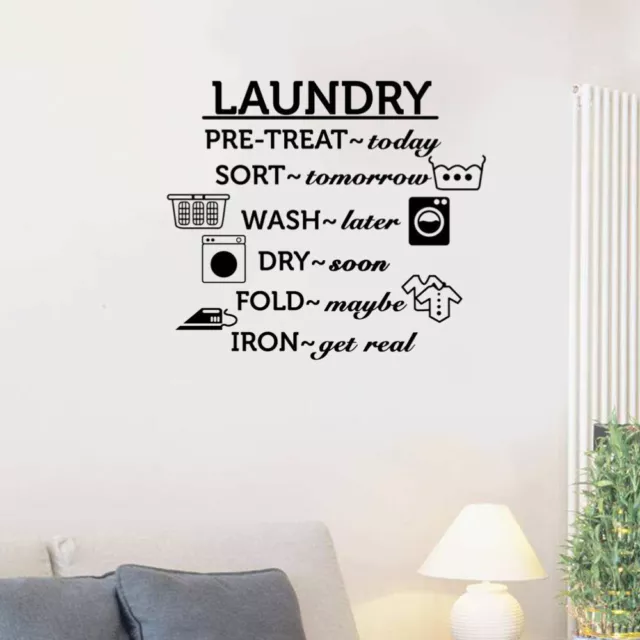 Laundry Words PVC Removable Wall Paste Mural Art Sticker for Bedroom Living Room