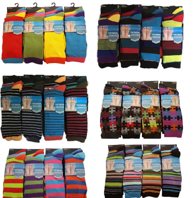 Men,S Socks Printed Coloured Stripe Argyle Fashion Funky Office Work Uk Lot