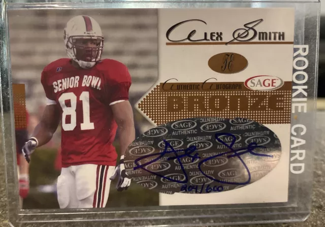 Alex Smith 2005 SAGE Rookie Auto Card #A40 Serial /600, MINT Stanford Buccaneers