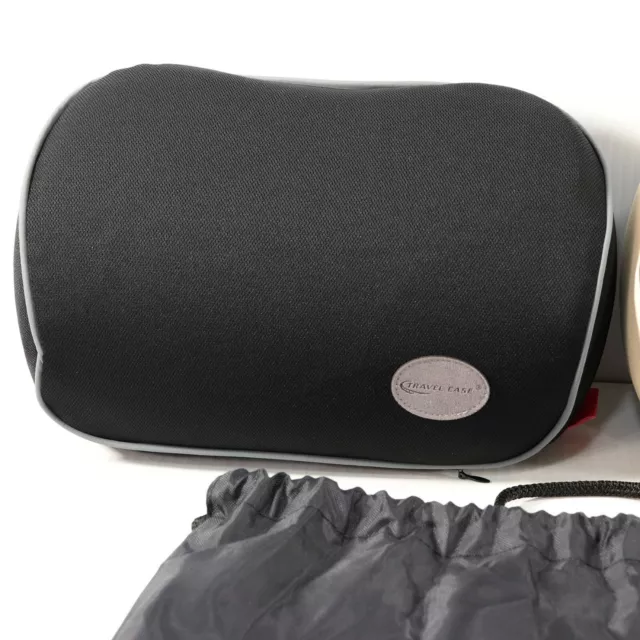 Lot of 2 Travel Ease Neck Support Pillows & Carry Bag Memory Foam Black Beige 2