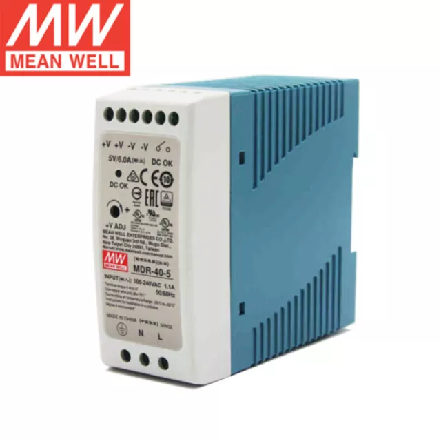 MEANWELL Switching Power Supply Module MDR-40 DIN Rail Type 5V12V24V48V DC 40W 2