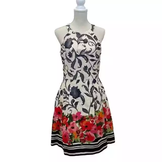 ELIZA J Fit and Flare Dress in a Multi Floral Print- no belt SZ 10