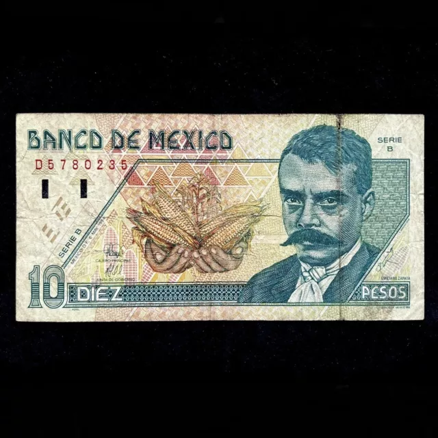 1994 Mexico Paper Money $10 Pesos Zapata World Banknotes Foreign Well Circulated