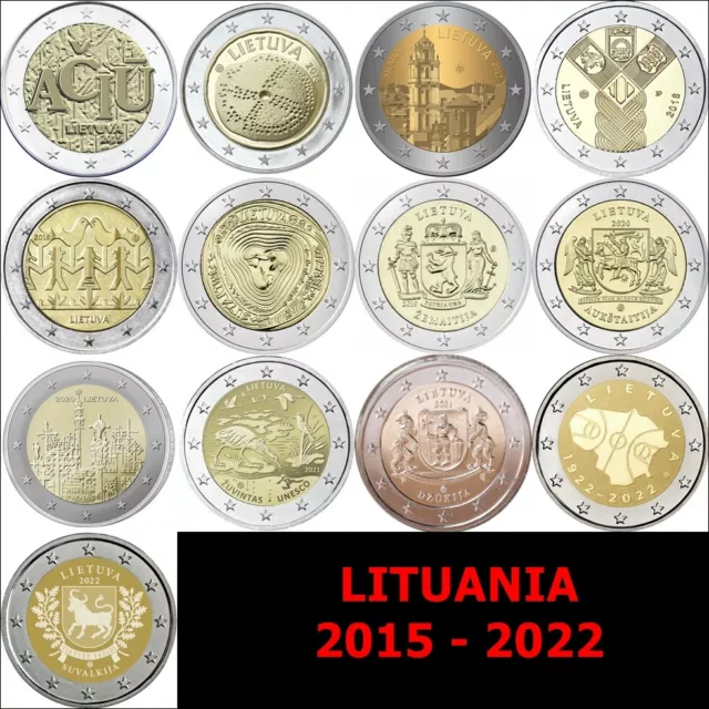 Lituania Todos Los 2 Euros Conmemorativos Desde 2015 Hasta 2023