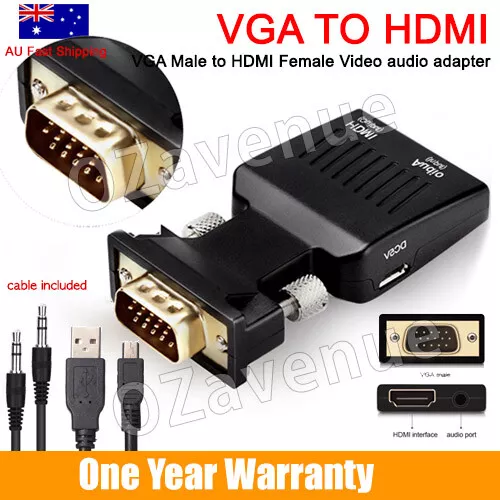 VGA Male to HDMI Female Converter with Audio Adapter Support 1080P Signal Output