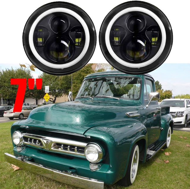2X 7" LED Headlights Angel Eyes DRL For 1953-1977 Ford F-100 F-250 F-350 Pickup