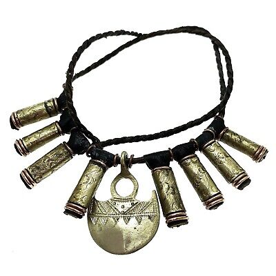 Antique African Tuareg Half Moon Shield  Necklace Berber Jewelry Accessory