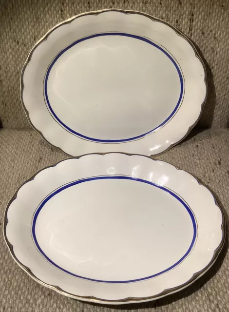 2 Vintage Grindley England Cream Petal  Serving Plates Trays 30cm x 25.5cm