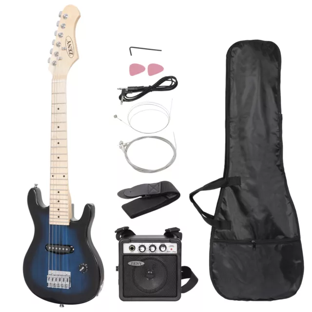 30" Blue  Kids Child with 5 Watt Amp Gig Bag Case Electric Guitar 6 String