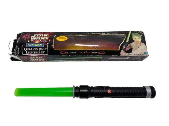Vintage Star Wars Episode 1 Qui-Gon Jinn Electronic Lightsaber 1999 Hasbro Boxed