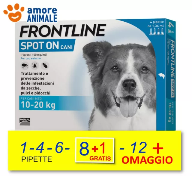 Frontline Spot On Cane per Cani da 10-20 kg  1 / 4 / 6 / 8+1  / 12 pipette