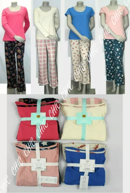 M & S Ladies Pure Cotton Pyjama Set Top & Bottom Pyjamas Loungewear Nightwear