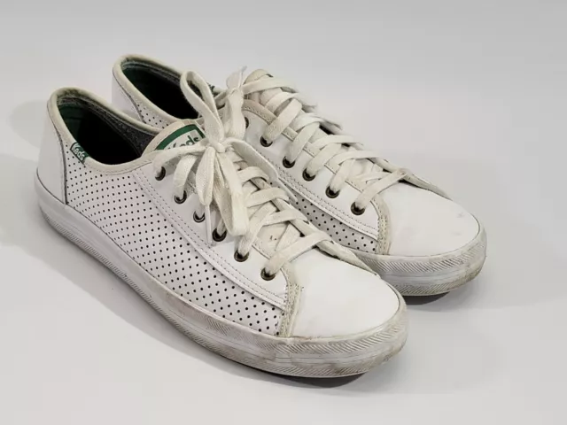 BF Women's Size 9 KEDS White Perforated Leather Lace Up Kickstart Sneakers Shoes