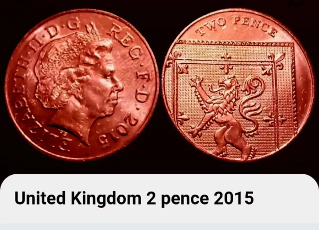 2015 United Kingdom 2 Pence Coin BONUS OFFERS Queen Elizabeth II