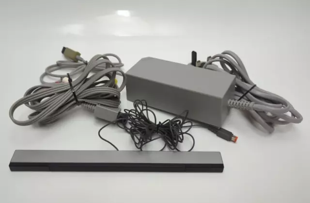 Genuine Nintendo Wii Official Power Supply Brick AV Cable And Sensor Bar Bundle