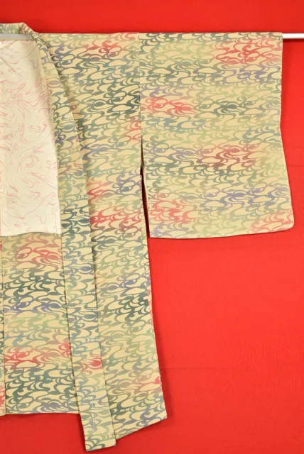 Vintage Japanese Kimono Silk Antique BORO HAORI Kusakizome Dyed/B594/570 2