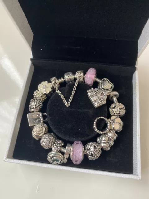 Pandora 19cm Bracelet With 17 Charms 925 Silver