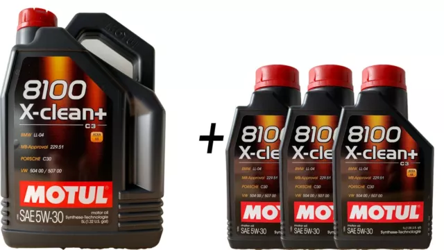 MOTUL 8100 X-CLEAN+ 5W-30 BMW LL04  MB 229.51 VW 50400 VW 50700 5+3 liter