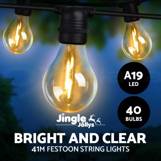 Jingle Jollys 41m Festoon String Lights Christmas Light 40 LED Outdoor Garden