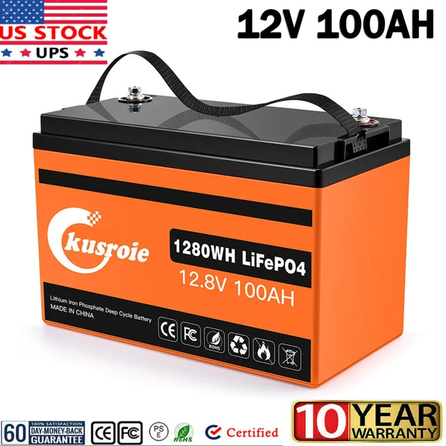 New 12V 100AH LiFePO4 Deep Cycle Lithium Battery for RV Marine Off-Grid Solar US New 12V 100AH LiFePO4 Deep Cycle Lithium Battery for RV Marine Off-Grid Solar US