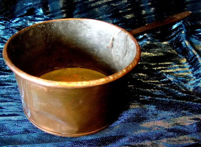 Antique - Handmade Copper Pot/Pan w/Hand Forged Handle - Well Used - Gotta L@@K!