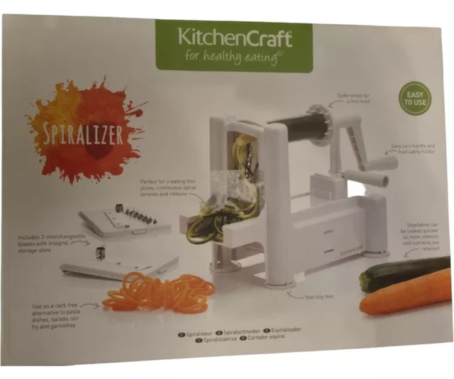 kitchen craft vegetable spiralizer slicer 3 blades healthy eating new & boxed