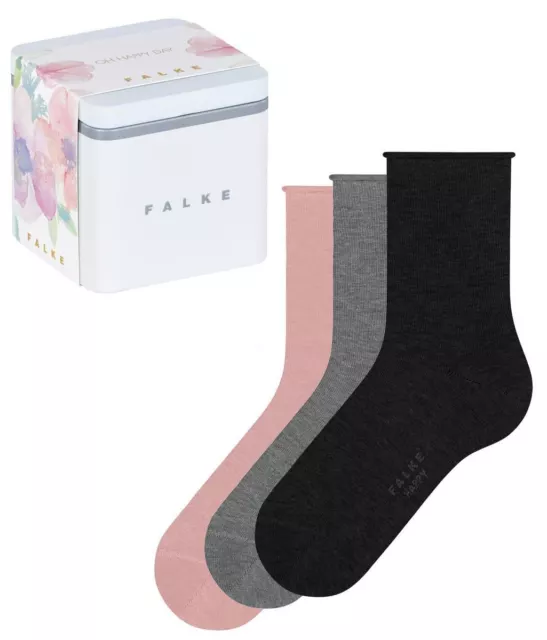 Falke Womens Happy Box Oh Happy Days 3 Pack Socks - Black/Grey/Pink