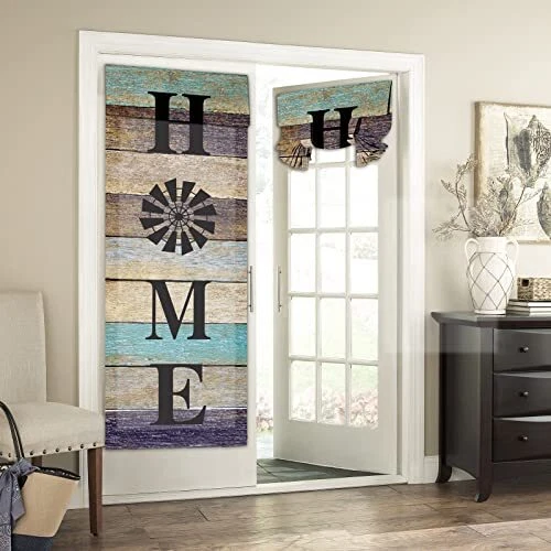 Door Curtains for Door Windows, Vintage Wooden 26x70in Colorful Wood Grain