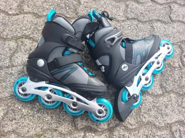 K2 Alexis 80 Alu Damen Inliner Inline Skates Freeskates Grau Türkis EU 38