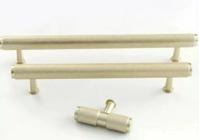 Quality Solid , Gold Knurled Door And Drawer Bar Handles XS size (A155 Gold)