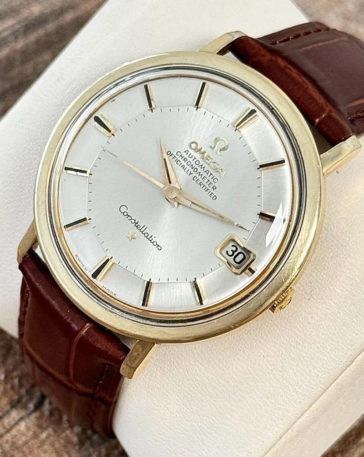 OMEGA CONSTELLATION PIE Pan 14k Watch Vintage Men's 1964 Rare, Warranty
