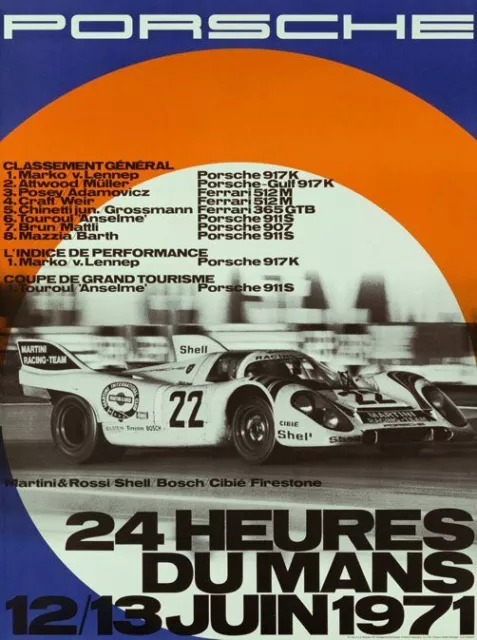 Le Mans Posters from the 1971 24 Hour Le Mans Car Race Publicity Poster