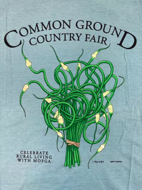 Vintage Common Ground Country Fair Garlic Chives 2 Sided T-shirt Size Large Cows