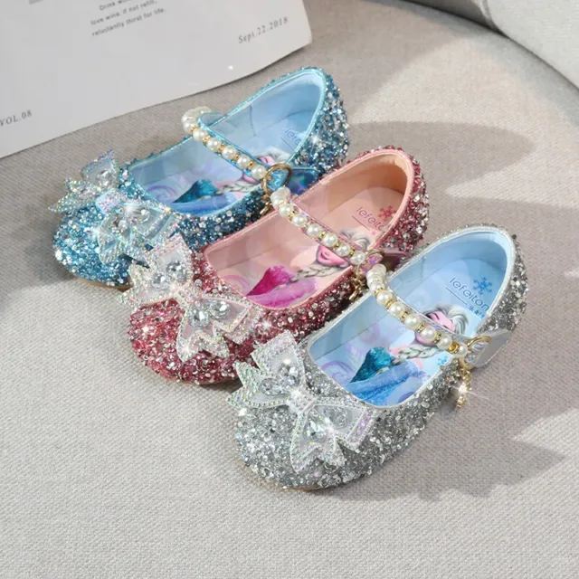 Girls Frozen2 Princess Kids fashion crystal Shoes Glitter  flat heels Fancy AU