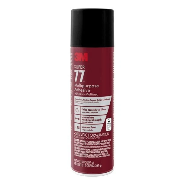 3M Super 77 Multipurpose Spray Adhesive, Low VOC, 14 oz