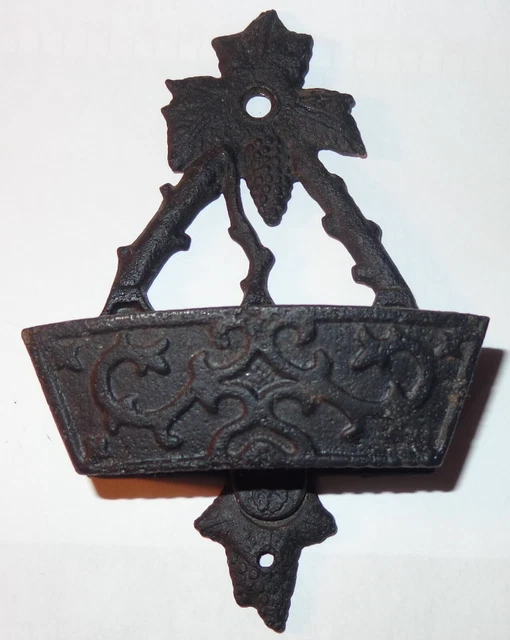Ornate Vintage? Cast Iron Metal Match Box Holder Wall Hanger Decor Grape Design