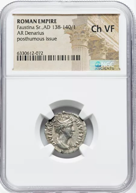 Roman Empire Faustina Sr. AD 138-140/1 AR Denarius NGC CH VF