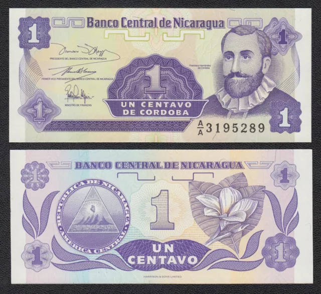 Nicaragua  1 Centavo  1991  Pick 167(1)  SC = UNC