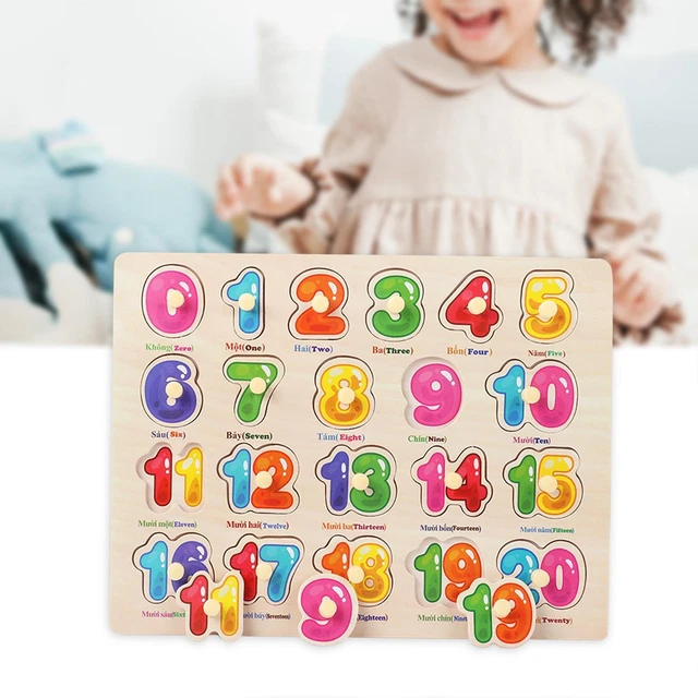 Montessori Wooden Jigsaw Number Puzzle Peg Board for Kids New Year Gift
