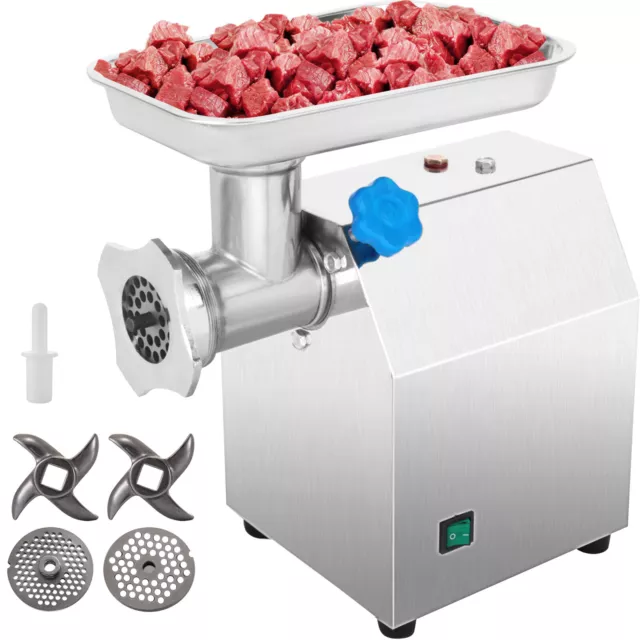 VEVOR Picadora de Carne 850W Automática 250kg/h con 2 Placas Molienda Acero