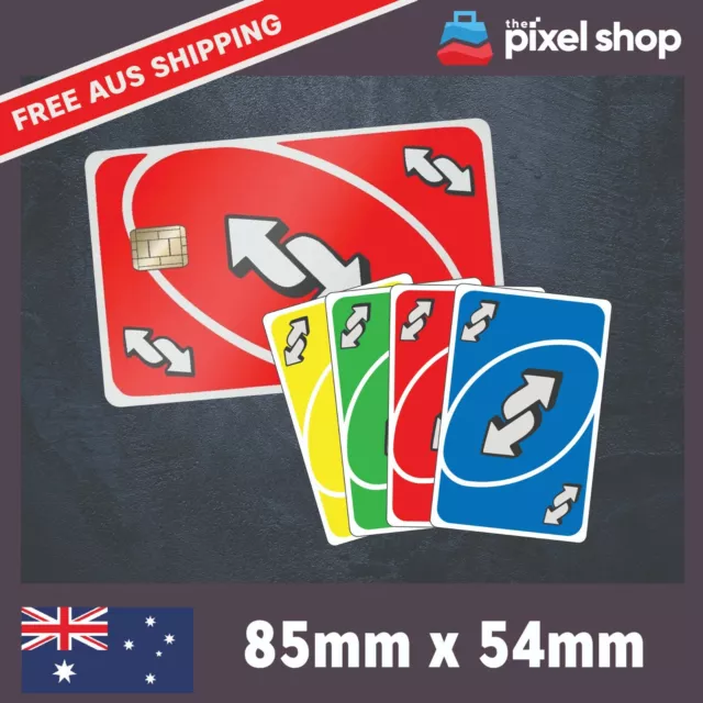 Reverse Card Bank Card 4x Skins Sticker |Uno Credit card funny decal meme tiktok