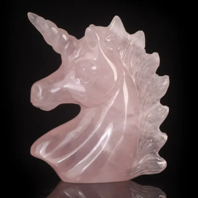 2.01" Natural Rose/Pink Quartz Crystal Hand Carved Unicorn Collectibles #37N66